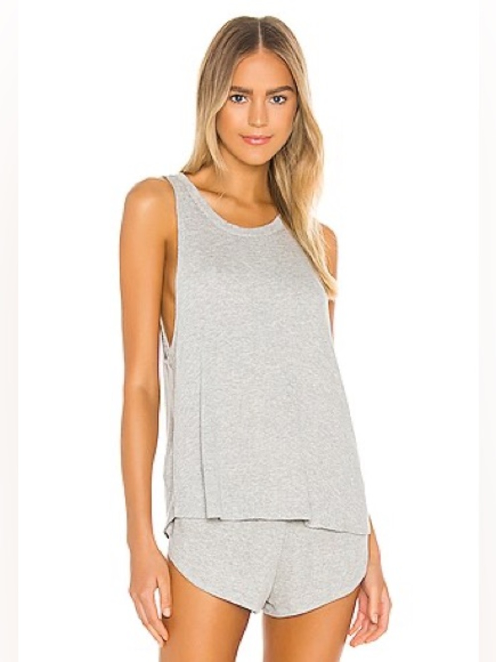 EBERJEY pajama set Elon Muscle Tank & Elon Track Short in Heather Grey